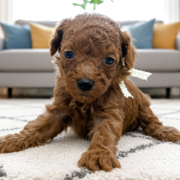 タイニープードル【千葉県・男の子・2025年11月20日・レッド】の写真「両親がしっかりドッグランで運動しています」