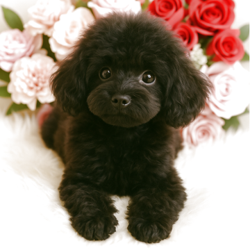 タイニープードル【岩手県・男の子・2025年8月2日・ブラック】の写真「★おめめクリクリ★激カワ★ブラック確定」