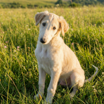 ボルゾイ【神奈川県・女の子・2025年10月7日・ゴールドカラー】の写真「ゴールドは光沢と存在感が美しい王道カラー」